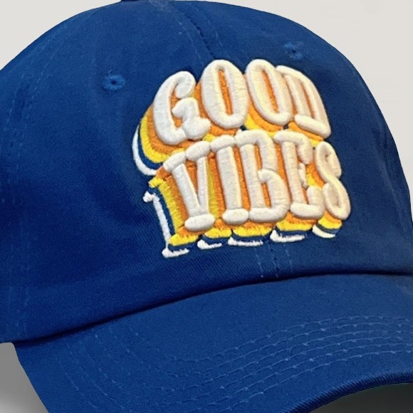 Blue Good vibes patch message adjustable fashion hat - Picture 3 of 4